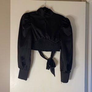 Keyhole Puff Sleeve Open Back Top